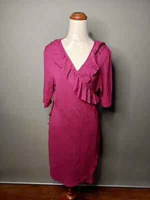 $15 • Buy New ASOS Size 16 MATERNITY Pink Purple Plum Ruffle Dress Wrap