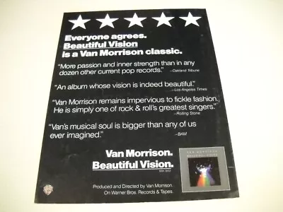 VAN MORRISON Everyone Agrees BEAUTIFUL VISION Is A Classic 1982 Promo Poster Ad • $9.95