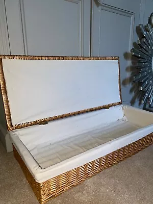 £99.99 • Buy Vintage LAURA ASHLEY Large Under Bed Lined Storage Basket,Wicker Blanket Box
