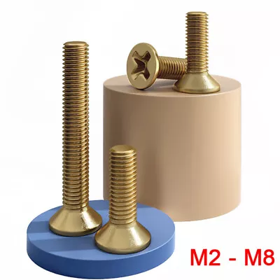 Solid Brass Phillips Machine Screws Countersunk Flat Head Bolts M2 M4 M5 M6 M8  • £9.71