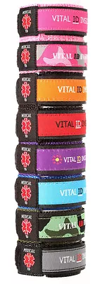 Kid Child Vital ID Adjustable Medical Alert Bracelet Pink Camo Charcoal Orange • $13.97
