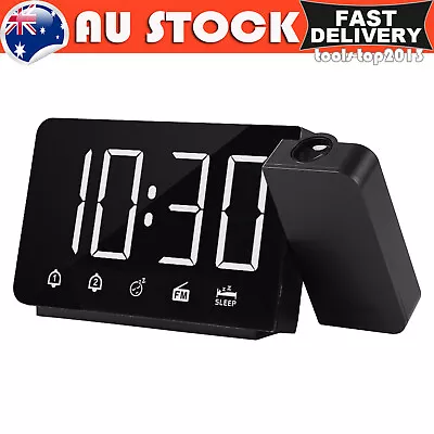 Digital Alarm Clock 180° Time Projector FM Radio Snooze 4 Dimmer Dual Alarm AU • $25.99