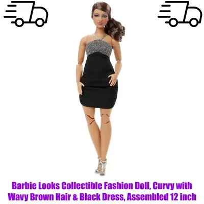 Barbie Looks Collectible Fashion Doll Curvy With Wavy Brown Hair 2 Inch • $19.31