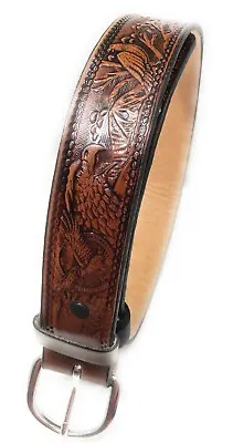Handmade Genuine Leather Mens Belt American Eagle Work Casual YOU CHOOSE BUCKLE  • $32.95