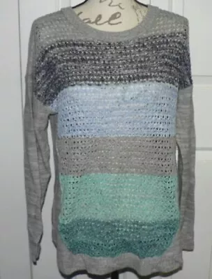 Mossimo Supply Co. Women's Plus Size Striped Crew Neck Sweater In Grey Multi 0X • $6.25