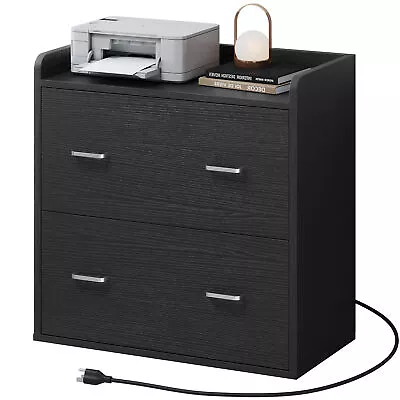 2 Drawer File Cabinet W/Charging Station Lateral Filing Cabinet Printer Stand • $118.94