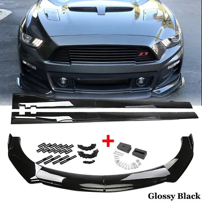 For Ford Mustang 2015-2022 Front Bumper Lip Spoiler Splitter Body Kit+Side Skirt • $125.99