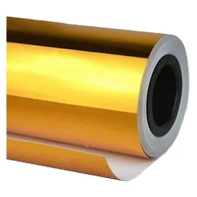 Chrome Vinyl Film Wrap Sticker Decal Stretchable Reflective 152x20cm Gold U8L8 • £8.33