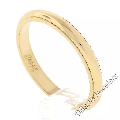 Classic 14k Yellow Gold 2.5mm Domed Polished W/ Milgrain Stack Wedding Band Ring • $215.20