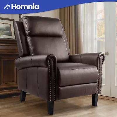 Manual Recliner Pushback Retro Accent Chair Tufted Single Sofa Extended Footrest • $172.71