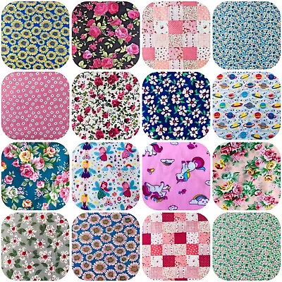 Polycotton Fabric Printed Material Floral Dress Clothes Crafts Patchwork Bunting • £4.95