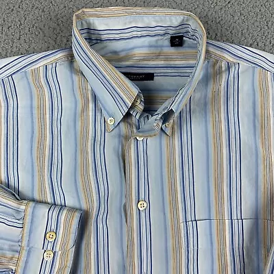 Vintage Burberry Shirt Mens Medium Blue Stripes Designer Long Sleeve Made In USA • $39.57