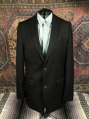 Marc Anthony Blazer Mens 40L Black 100% Wool 2 Button Sport Coat Suit Jacket • $28.87