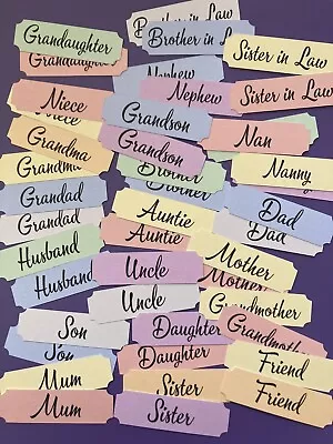 44 Mixed Card Making Banners Embellishments Sentiments Toppers - Relatives • £3.99