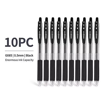 10x Retractable Black Gel Pens 0.5mm  Ballpoint  Back To School Office Supplies • $12.99