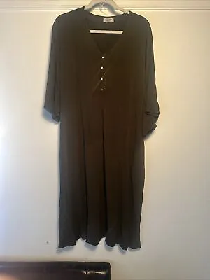 Dwell Slumber Olive Green Maternity Nursing Lounge Dress Gown Size XL/XXL Pocket • $28