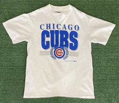 Vintage 1992 Chicago Cubs Graphic Single Stitch T Shirt White Men’s M • $25