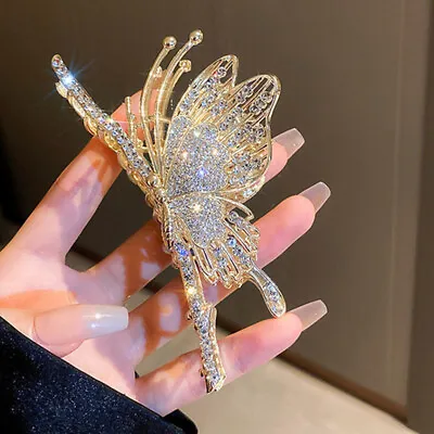 Women Girl Rhinestone Butterfly Hair Claw Lady Crystal Metal Hair Clip Clamps • $2.95