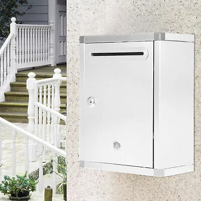 Stainless Steel Wall Mount Mailbox Security Lockable Door Letter Drop Box Case • $31.37