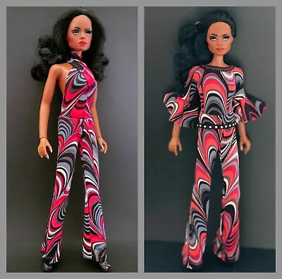 Tailored Multi Moire Knit Pantsuit For 12  Doll Fits Mego Cher Diana Ross • $20