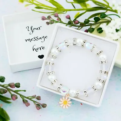 Daisy Bracelet Flower Girl Jewellery Little Girls Gifts Sparkly Floral Beaded • £9.49