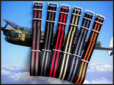 NATO G10 ® Premium Nylon RAF Military Watchband Strap Bond Stripe IW SUISSE USA • $13.93