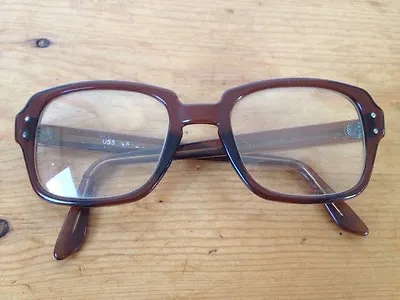 Vtg 50s US Army Issued Super Nerd Geek Thick Rim Eyeglasses Frames BCGs 140mm • $112.50