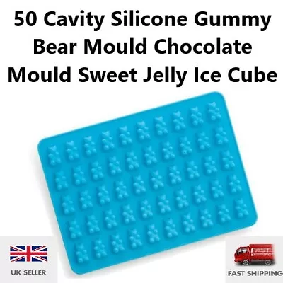 50 Cavity Silicone Gummy Bear Mould Chocolate Mould Sweet Jelly Ice Cube Tray • £3.45