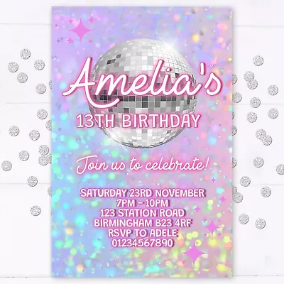 Personalised Disco Party Invitations Birthday Invites Dance Party Pack Of 10 • £5.95