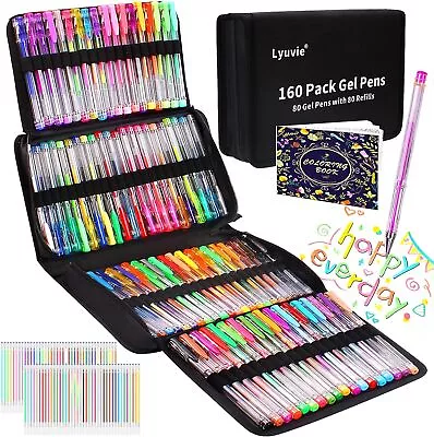 Lyuvie 160 Pack Glitter Gel Pens Set80 Coloured Gel Pens With 80 Glitter Refils • £18.45