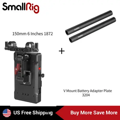 SmallRig V Mount Battery Adapter Plate 3204+15MM Rod Clamp For DSLR Cameras 1872 • $149