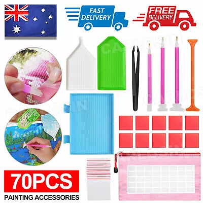 70 Piece Diamond Painting Tools Box 5D Diamond Accessories Diy Art Craft Pen Set • $6.80