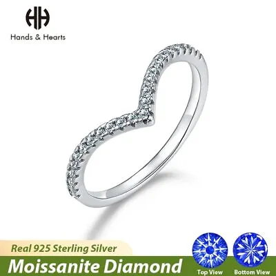 $47.07 • Buy Fashion Heart Moissanite Diamond Rings For Women Real S925 Silver Promise Band