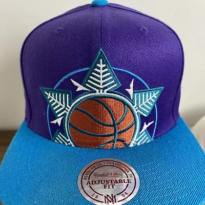 Utah Jazz Big Logo Snapback Hat Purple Teal Mitchell & Ness NBA Basketball • $28.99