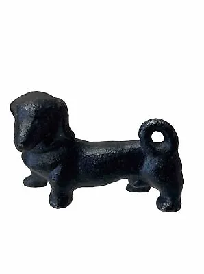 Miniature Dachshund Black Metal Figurine Curled Tail • $9.99