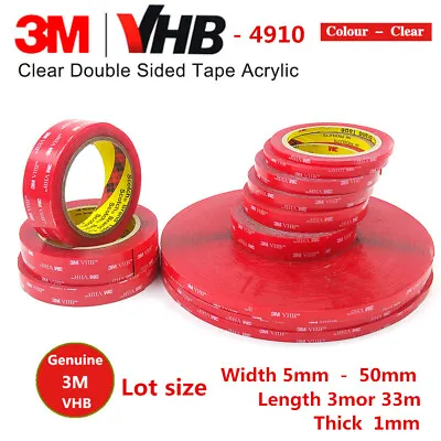 3M VHB  4910 CLEAR DOUBLE SIDED Self Adhesive Sticky TAPE Acrylic Mounting Foam • $222.34