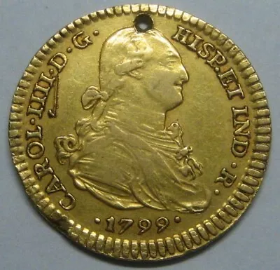 1799 Mexico 2 Escudos Charles Iv Spain Doubloon Spanish Colonial Gold Coin • $645