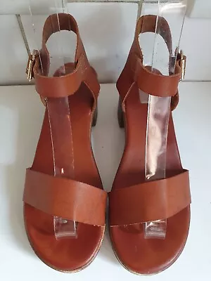 £8.99 • Buy Papaya Matalan Uk 5 Eu 38 Womens Brown Leather Heels Clogs Summer Sandals Shoes 