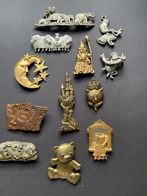 $88 • Buy JJ Jonette Jewerly Brooches Pins Lot Of 12 Cat Moon Signed Vintage