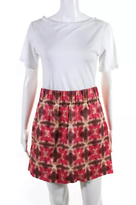 J Crew Womens Silk Kaleidoscope Print Mini Skirt Red Brown Size 4 • $2.99