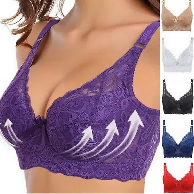 Ladies Underwired Full Cup Bra Large Bust Lace Minimizer Bras Plus Size B C D EF • £6.99
