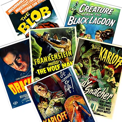 Vintage CLASSIC MONSTER Horror Movie Posters THE BLOB FRANKENSTEIN MUMMY • $8.95