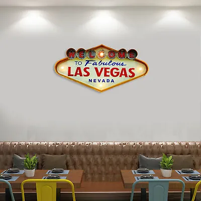 Metal Wall Hanging Neon Sign LED Light Welcome Las Vegas Nevada Casino Bar  • $36