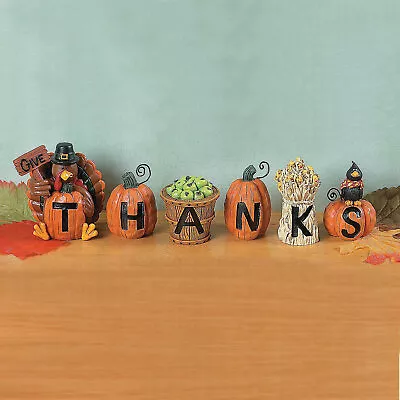  Give Thanks  Thanksgiving Blocks Home Decor 6 Pieces Fall Decorations • $15.99