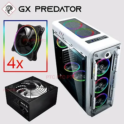 $208 • Buy White Gaming Case GX Optical ATX/mATX/ITX Computer PC Case 4x RBG Fan 850w PSU