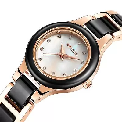 Women's Watch Black White Rose Gold Wrist Watch U1366 • $49.29