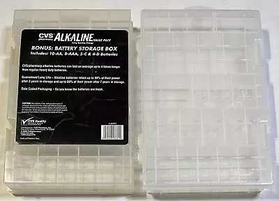 CVS Clear C/D/AA/AAA Battery Storage Case Box Organizer Holds 27 Each LOT Of 2 • $9.95