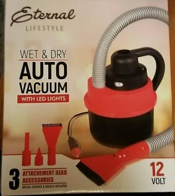 $4.99 • Buy NIB Wet Dry Vacuum Auto Car Truck Camper 12V  Led Lights  9   Handle Attachments