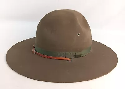 Vintage Stetson Nutria Quality Mountie Hat Men 7 1/8 Brown 5  Crown • $199