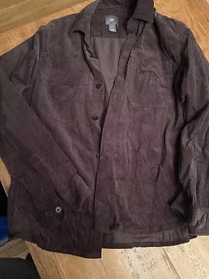 H&M Corduroy Long Sleeve Button Down Regular Fit Shirt Men's Size Medium Brown • $18.88